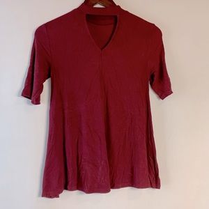 Burgundy Women’s Short Sleeve Blouse- Super Pretty Blouse for Women